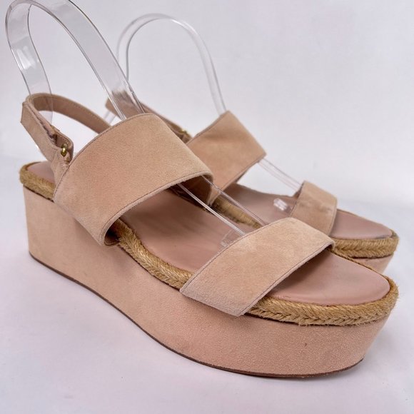 Alice and Olivia Anastasia Blush Pink Suede Platform Espadrille Sandals Size 40 - Picture 2 of 10